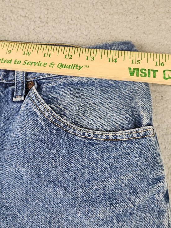 Mens 33x32 Blue Vintage LEE Jeans Regular Fit Straight Leg Stonewash Wallet Wear - Picture 3 of 9